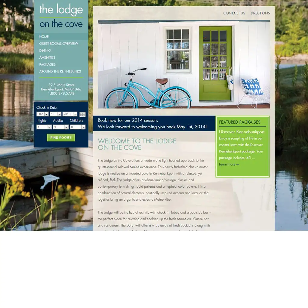 The Lodge on the Cove website screenshot