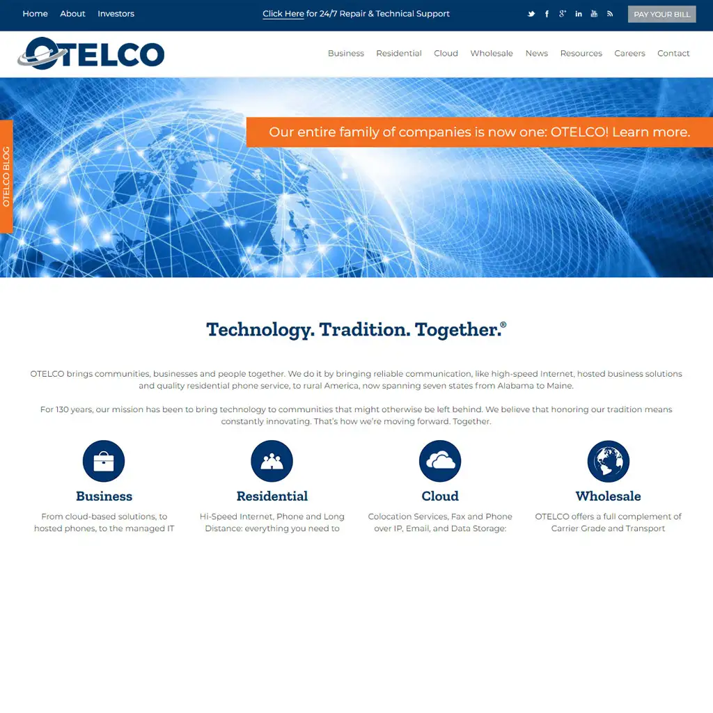 OTELCO website screenshot