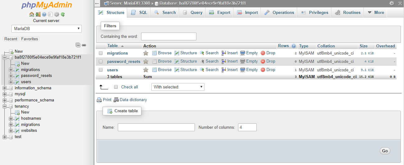 New tenant database view